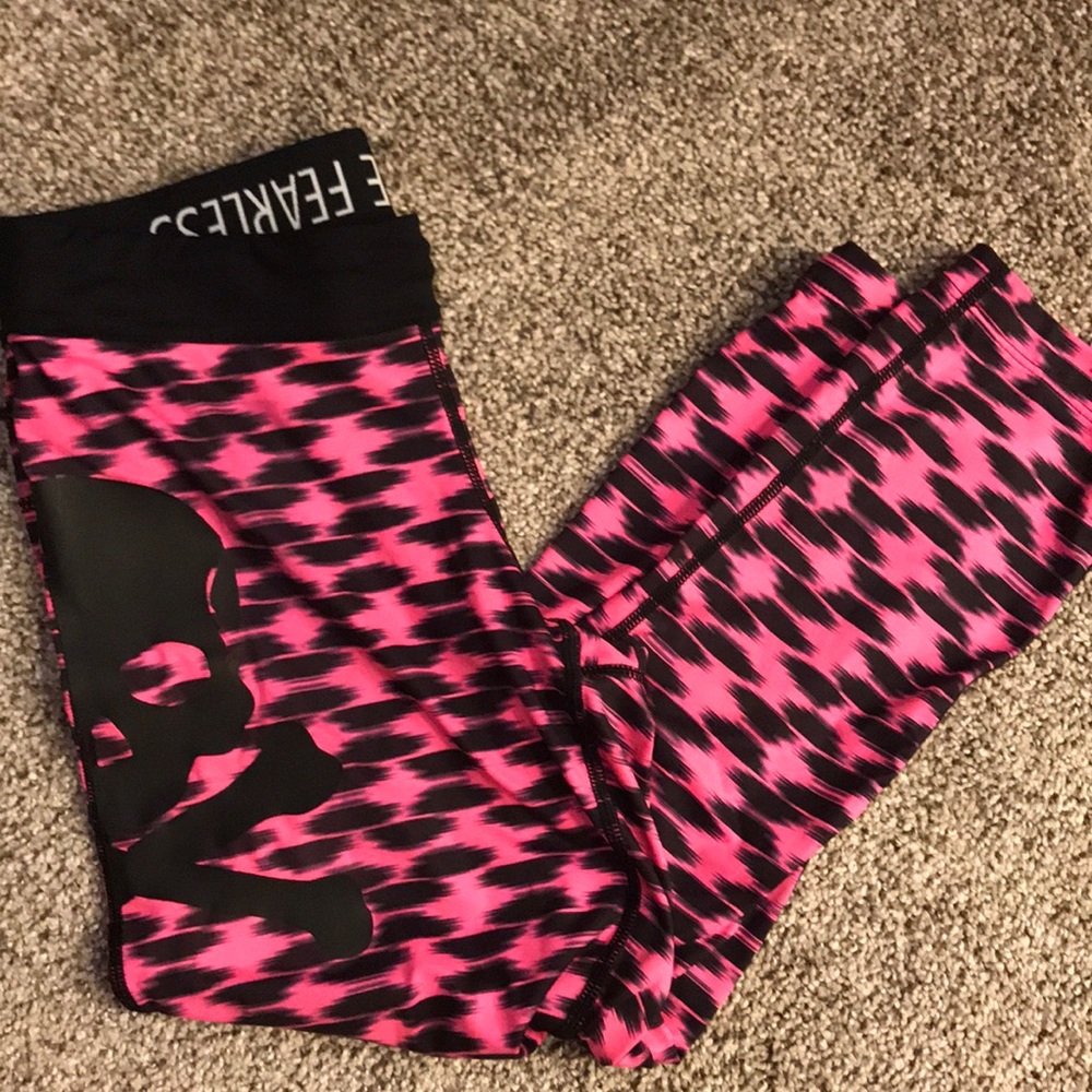 Nike SoulCycle pink and black drifit workout pants